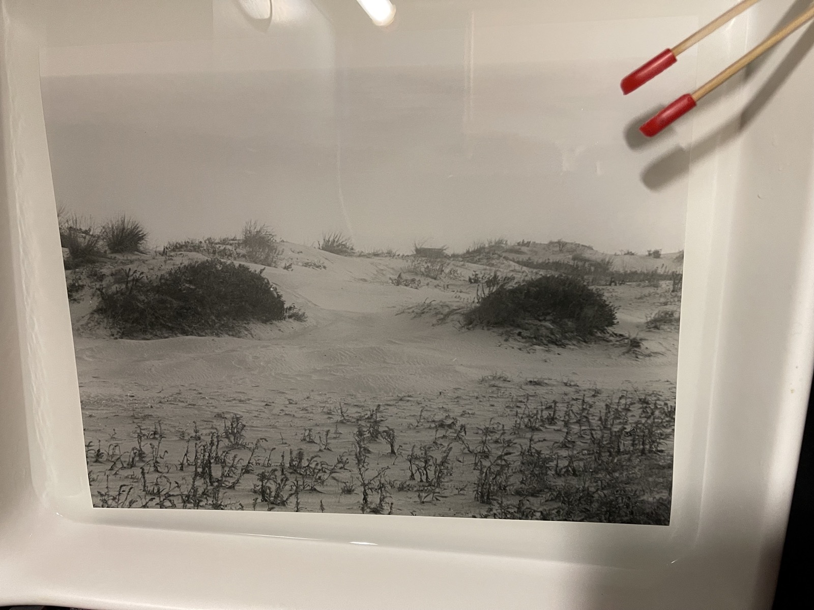 Print of misty beach soaking