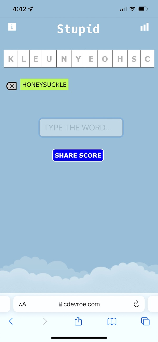 Stupid – A word game, April 2022 – ongoing