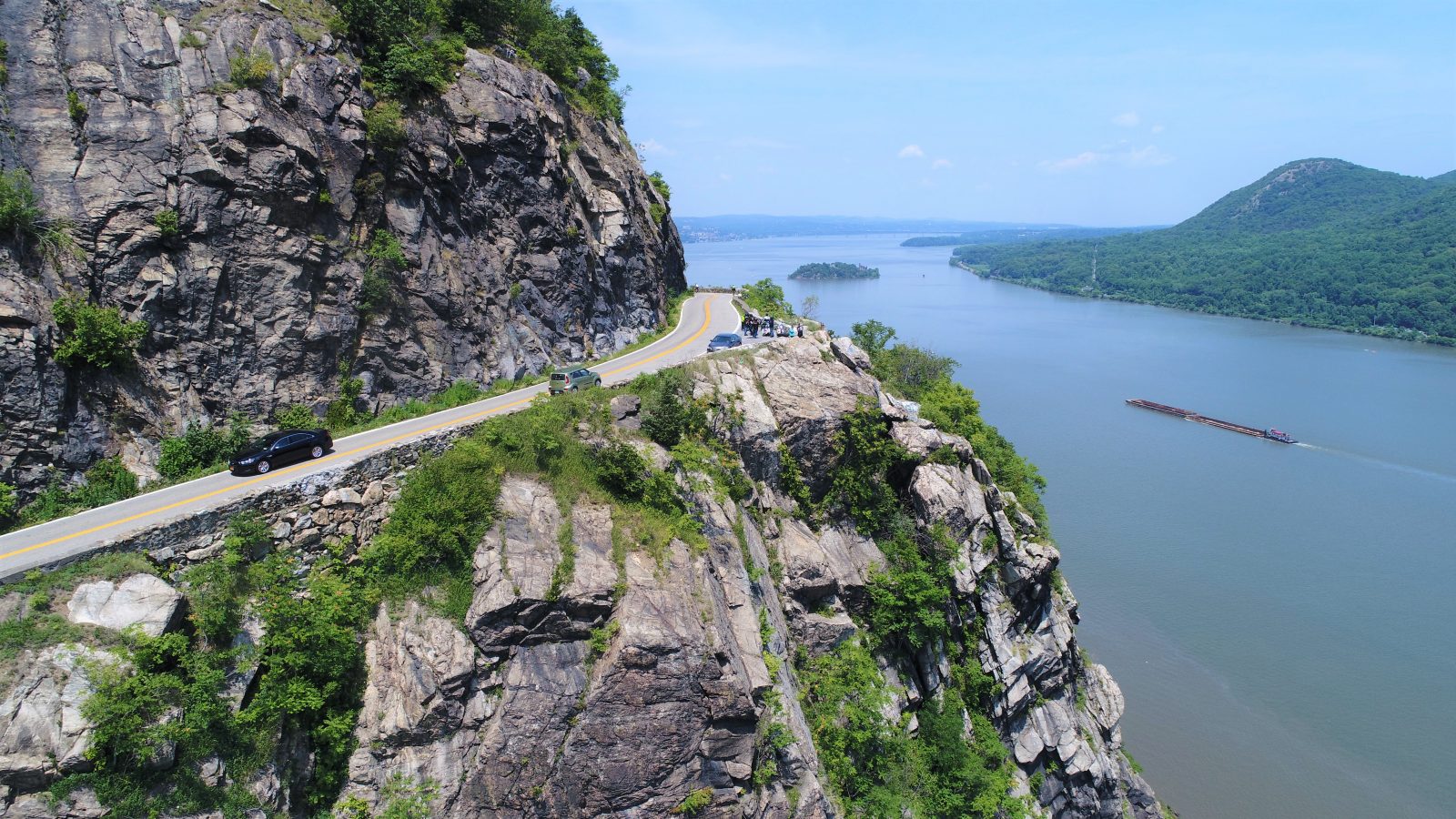 Drone shot over Hudson River