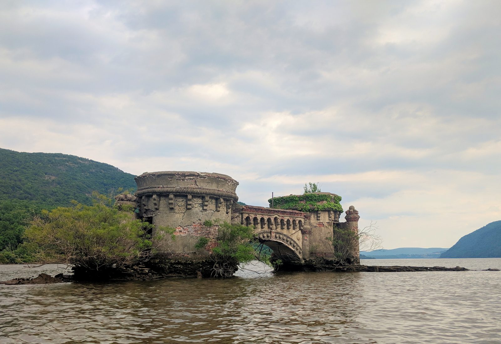 Wall remains in river