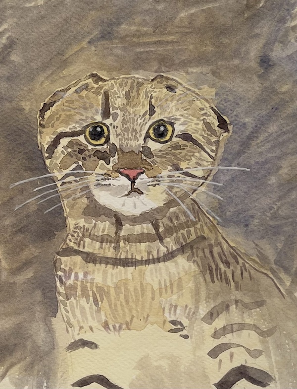 Watercolor portrait of Penelope, October 2021