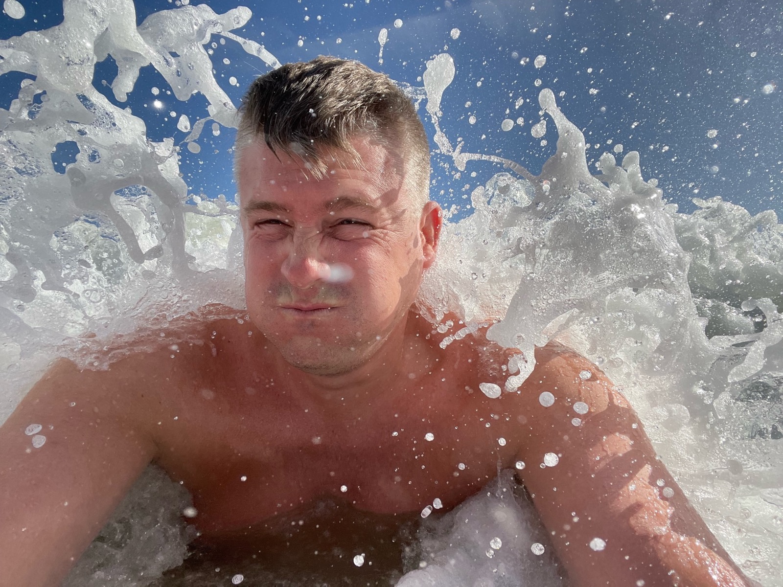 Me with the wave crashing into me