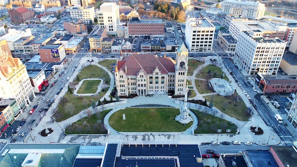 Aerial: Lackawanna County Courthouse, Courthouse Square, Scranton, PA