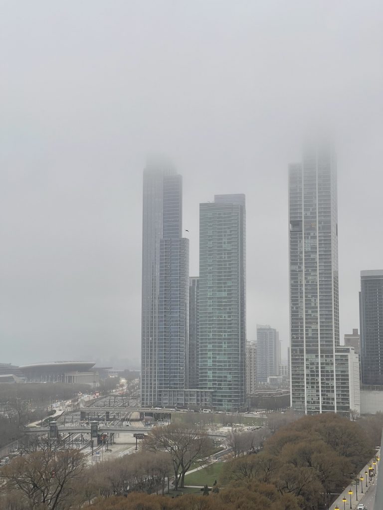 Foggy downtown Chicago
